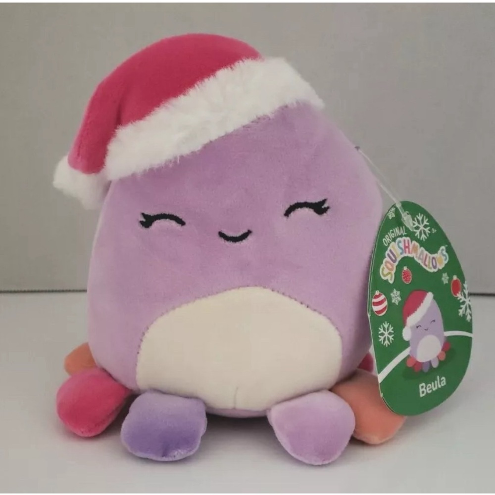 NWT 5” Beula the Octopus Wearing Santa Cap Squishmallow — Holiday Collection